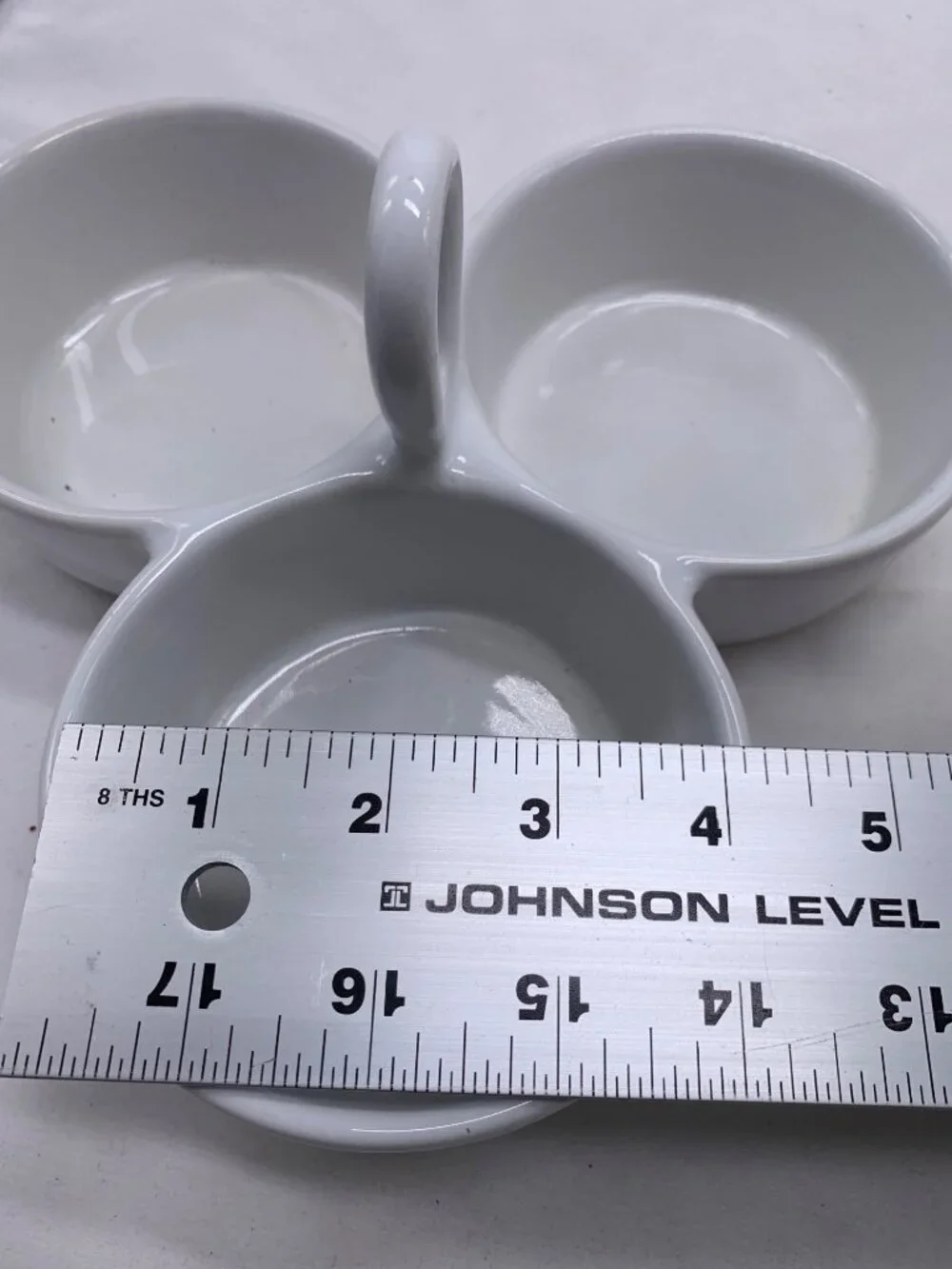 Crate & Barrel White Ceramic 3-Section Serving Dish With Handle